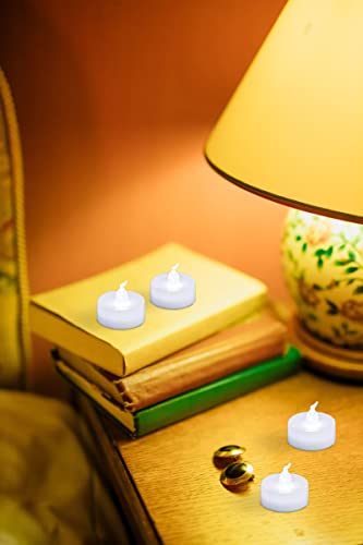 LANKER 24 Pack Flameless LED Tea Lights Candles – Steady Cool White Tealight Candle – Long Lasting Battery Operated Fake Candles – Decoration for Halloween and Festival Celebration (Cool White) | The Storepaperoomates Retail Market - Fast Affordable Shopping