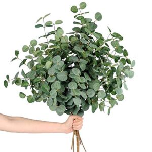 Miracliy 7 PCS Artificial Eucalyptus Stems, Faux Eucalyptus Leaves Greenery Stems for Vase Home Party Wedding Decoration