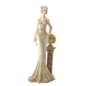 Comfy Hour Glamour Elegance Victorian Style Lady Collection Elegant Slim Lady Leaning On Pillar Collectible Figurine, 13-inch Height, Gold, Polyresin