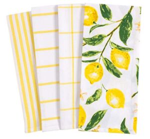 Pantry Lemons All Over Kitchen Dish Towel Set of 4, 100-Percent Cotton, 18 x 28-inch