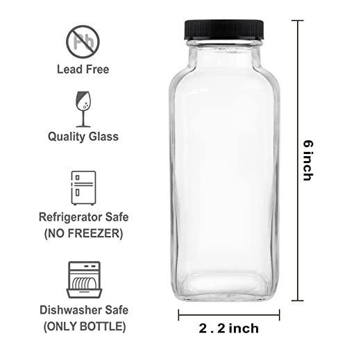 HINGWAH 12 OZ Glass Drink Bottles, Set of 12 Vintage Glass Water Bottles with Lids, Great for storing Juices, Milk, Beverages, Kombucha and More ( Labels and Sponge Brush Included) | The Storepaperoomates Retail Market - Fast Affordable Shopping