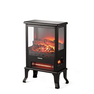 TURBRO Suburbs TS17Q Infrared Electric Fireplace Stove, 19″ Freestanding Stove Heater with 3-Sided View, Realistic Flame, Overheating Protection, CSA Certified, for Small Spaces, Bedroom – 1500W