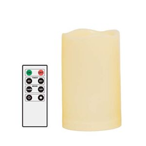 Outdoor Waterproof Flameless LED Pillar Candle with Remote Timer Battery Operated Plastic Flickering Decorative Fake Candle Light for Festival Celebration Wedding Party Decoration Gift Choice 3”x 5”