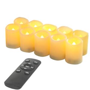 Candle Choice Battery Operated Flameless LED Votive Candles with Remote Timer Realistic Flickering Electric Small Fake Pumpkin Lights Halloween Christmas Wedding Decorations 10 Pack Batteries Incl.