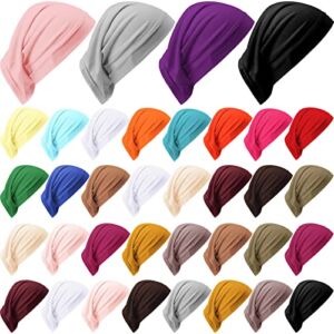 36 Pieces Hijab Undercap Scarf Hijab Cap for Women Stretch Turbans Solid Color Under Scarf Dreadlock Cap Wrap Women’s Skullies Beanies