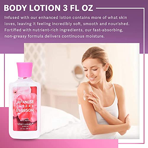Vital Luxury Bath & Body Care Travel Set – Home Spa Set with Body Lotion, Shower Gel and Fragrance Mist (Japanese Cherry Blossom) | The Storepaperoomates Retail Market - Fast Affordable Shopping
