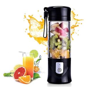 Portable Blender, Cordless Mini Personal Blender Juicer Cup, Single Serve Fruit Mixer, Small Travel Blender for Shakes and Smoothies, with 4000mAh USB Rechargeable Battery, 420ml, BPA-Free (Black)