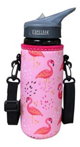 Koverz 24-30oz 1200ml Water Bottle Carrier with Shoulder Strap, Water Bottle Insulator – Pink Flamingos