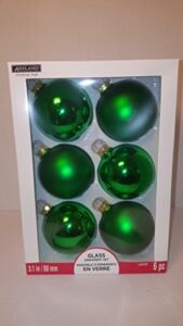Ashland Green Christmas Hanging Glass Decorative Tree Ornament 6pc 3.1in/80mm
