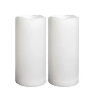Outdoor Waterproof Flameless LED Pillar Candles with Timer Battery Operated Plastic Large Decorative Electric Candle Lights for Halloween Christmas Wedding Party Centerpiece Decoration 2 Pack 3″x6″