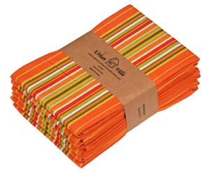 Urban Villa Kitchen Towels Orange Waffle Stripes Premium Quality 100% Cotton Dish Towels Mitered Corners Ultra Soft (Size: 20X30 Inch) Highly Absorbent Bar Towels & Tea Towels – (Set of 6)