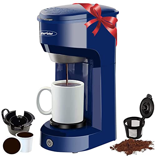 Coffee Maker, Single Serve Brewer for Single Cup, One Cup Coffee Maker With Permanent Filter, 6oz to 14oz Mug, One-touch Control Button with Illumination, Blue (ETL Certified) | The Storepaperoomates Retail Market - Fast Affordable Shopping