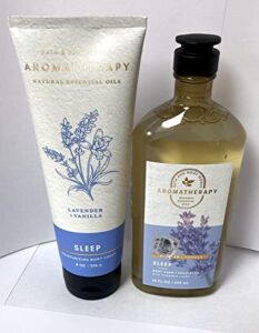 Bath & Body Works – Aromatherapy -Sleep – Lavender Vanilla – Bundle – Body Wash & Foam Bath 10oz. & Body Cream 8 oz