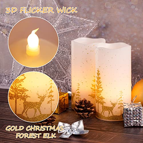 Skairipa Christmas LED Flameless Candles Flickering: Battery Operated Wax Candles with Timer Remote, Realistic Pillar Candles with Xmas Tree Deer Decal for Home Decorations Christmas Gifts (Gold) | The Storepaperoomates Retail Market - Fast Affordable Shopping