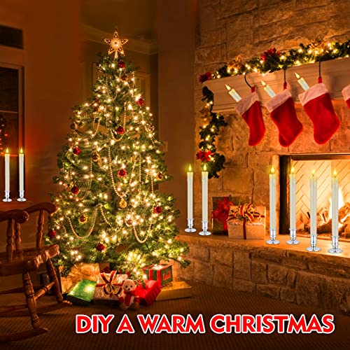 8 Pack Flameless Taper Candles Christmas Decorations LED Candle Battery Operated Candle Real Wax Christmas Window Candles 3D Wick Flickering Flameless Candles Light 2 Remote & Control Timer (Ivory) | The Storepaperoomates Retail Market - Fast Affordable Shopping