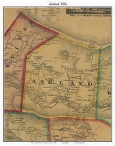 Ashland 1856 Old Town Map with Homeowner Names New York – Reprint Genealogy Greene County NY TM