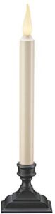 Xodus Innovations FPC1650A Battery Operated Flameless 12 inch Taper Candle and Base with 3D Warm White Flickering Flame and 6 Hour Automatic Timer