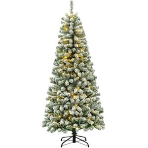 SINTEAN Skinny Christmas Tree Flocked , Flocked Pencil Christmas Tree 6FT for Apartment, Living-Room, Shops, Various Decoration, Easy Assembly and Durable
