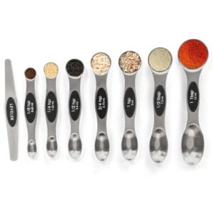 Magnetic Measuring Spoons Set Stainless Steel with Leveler, Stackable Metal Tablespoon Measure Spoon for Baking, Measuring Cups and Spoon Set Kitchen Gadgets Apartment Essentials Fits in Spice Jars