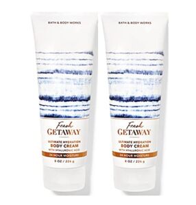 Bath and Body Works Fresh Getaway Body Cream Ultimate Hydration Gift Set For Women 2 Pack 8 Oz. (Fresh Getaway)