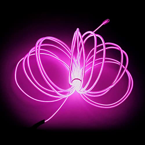 EL Wire Pink, MaxLax 16.4ft/5m Portable Battery Pack Neon Lights Strip 360° Cuttable Glowing Rope Lights for Parties, Halloween, DIY Decoration | The Storepaperoomates Retail Market - Fast Affordable Shopping
