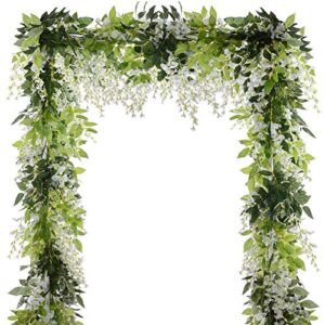 Artificial Wisteria Garland Fake Flower Garland Wisteria Hanging Flowers Wedding Flower Garland for Wedding Arches Decor (5 Pcs Total 32.8Ft)