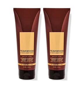 Bath and Body Works Teakwood Men’s Collection Ultimate Hydration Ultra Shea Body Cream 8 Oz 2 Pack (Teakwood)