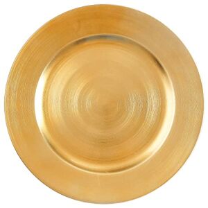 USA Party Flower Metallic Foil Plastic Charger Plate, Set of 12 (13 Inch)(Gold)