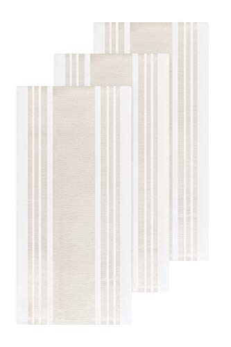 Dish Towels Dual Purpose Reversible, 100% Absorbent Cotton, Kitchen Towels Set of 3 Striped, 17″ x 30″, 3-Pack Almond All-Clad Textiles | The Storepaperoomates Retail Market - Fast Affordable Shopping