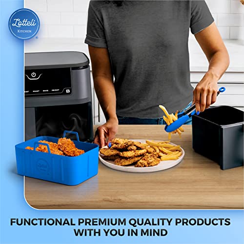 LOTTELI KITCHEN Silicone Air Fryer Pot with Handles – Reusable Dual Basket Accessories, Heat Resistant Easy to Clean Air Fryer Accessories, Replace Flammable Parchment Paper – 1pc BLUE | The Storepaperoomates Retail Market - Fast Affordable Shopping
