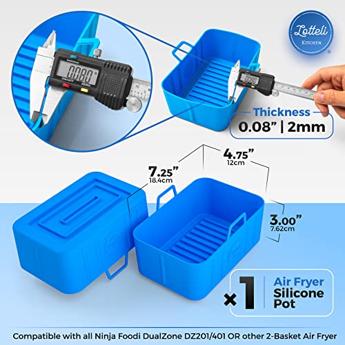 LOTTELI KITCHEN Silicone Air Fryer Pot with Handles – Reusable Dual Basket Accessories, Heat Resistant Easy to Clean Air Fryer Accessories, Replace Flammable Parchment Paper – 1pc BLUE | The Storepaperoomates Retail Market - Fast Affordable Shopping