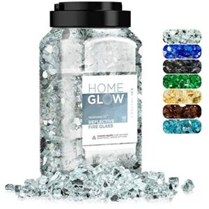 HOMEGLOW Fire Glass. Clear 1/2 inch. Reflective Tempered Glass Rocks for Gas or Propane Fire Pit or Fireplace. 10 Pounds.
