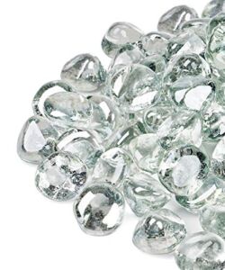 GASPRO 10 Pound Fire Glass Diamonds – 1inch Clear Fire Glass for Propane Fire Pit, Decorative Fire Pit Glass Rocks for Gas Fireplace, Crystal Luster