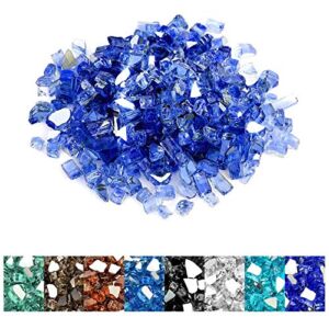 Mr. Fireglass 1/4 inch Reflective Fire Glass for Fireplace Fire Pit and Landscaping 10 lb High Luster Cobalt Blue