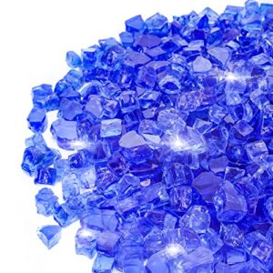 Onlyfire 10-Pounds Regular Fire Glass for Natural or Propane Fire Pit Fireplace & Landscaping, 1/4-Inch High Luster Cobalt Blue