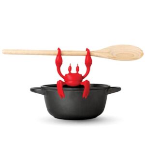 OTOTO Red the Crab Silicone Utensil Rest – Kitchen Gifts, Silicone Spoon Rest for Stove Top – Heat-Resistant Kitchen and Grill Utensil Holder – Non-Slip Spoon Holder Stove Organizer, Steam Releaser