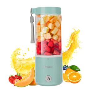 Gbasics Portable Blender USB Rechargeable, Personal Size Blender for Shakes and Smoothies, Strong Cutting Power with Type-C and 6 Blades, 14.2 Oz Mini Juicer Cup for Sports, Travel Outdoors and Kitchen