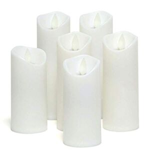 Flameless Candles,Flameless Battery Candlestick,Battery Remote Control Candles,LED Candles 6 Piece Set 5″ 6″ 7″ H (2.2″ D) Flash Flame with Remote Control and Timed,White