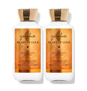 Bath and Body Works Super Smooth Body Lotion Sets Gift For Women 8 Oz -2 Pack (Gingham Heart Of Gold)