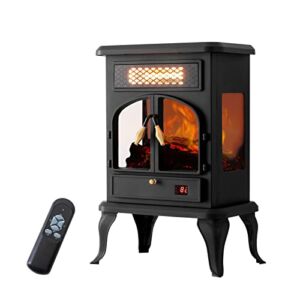 Selectric Electric Fireplace Heater with Remote ,22.4″ Freestanding Portable Infrared Fireplace Heater with 3-Sides Realistic Flame for Indoor Use, Overheating and Tip-Over Safety,1000W/1500W