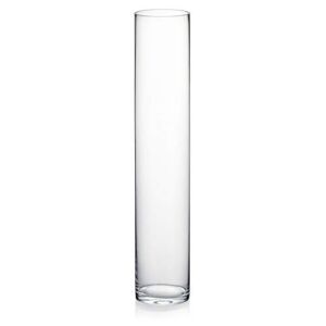 WGV Tall Cylinder Glass Vase, 3″ W x 16″ H, [Multiple Sizes Choices] Clear Bud Candle Holder Planter Terrarium for Wedding Party Flower Vase Centerpieces Home Accent Decor, 1 Piece