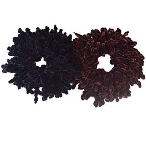 Bleiou 2 Pack Volumising Scrunchie Plain Big Hairband Volumizing Headwear, Black & Coffee Color