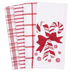 KAF Home Pantry Kitchen Holiday Dish Towel Set of 4, 100-Percent Cotton, 18 x 28-inch (Candy Cane Mints)