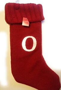 Wondershop Christmas Holiday Red Thick Knit Stocking Monogram Letter O Measures 19″