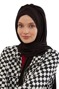 Jersey Shawl for Women 95% Cotton Wrap Instant Modesty Turban Cap Scarf Black