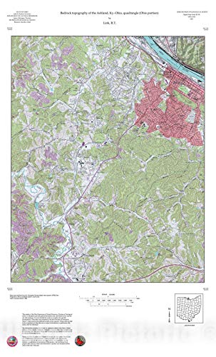 Historic Pictoric Map : Bedrock Topography of The Ashland, Ky.-Ohio, Quadrangle (Ohio Portion), 1997 Cartography Wall Art : 16in x 24in | The Storepaperoomates Retail Market - Fast Affordable Shopping