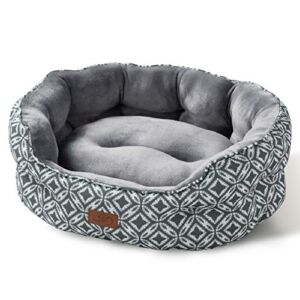 Bedsure 25 inch Small Dog Bed & Cat Bed, Round Pet Beds for Indoor Cats or Small Dogs, Round Machine Washable Super Soft & Plush Flannel Pet Supplies, Slip-Resistant Oxford Bottom, Grey