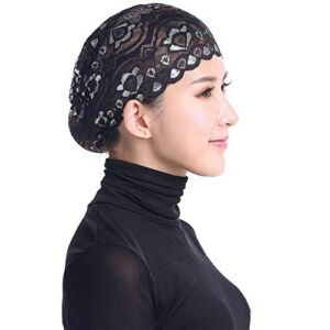 Women Hijab Hat Lace Underscarf Head Islamic Cover Bonnet Cap Scarf Muslim Green Hats