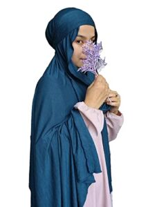 HADIYA MOON 2 pcs set of jersey hijab with bandana turban Muslima head scarf for Women (Teal)
