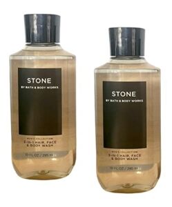 Bath and Body Works For Men 3-in-1 Hair, Face & Body Wash – Value Pack lot of 2 – Full Size (Stone)